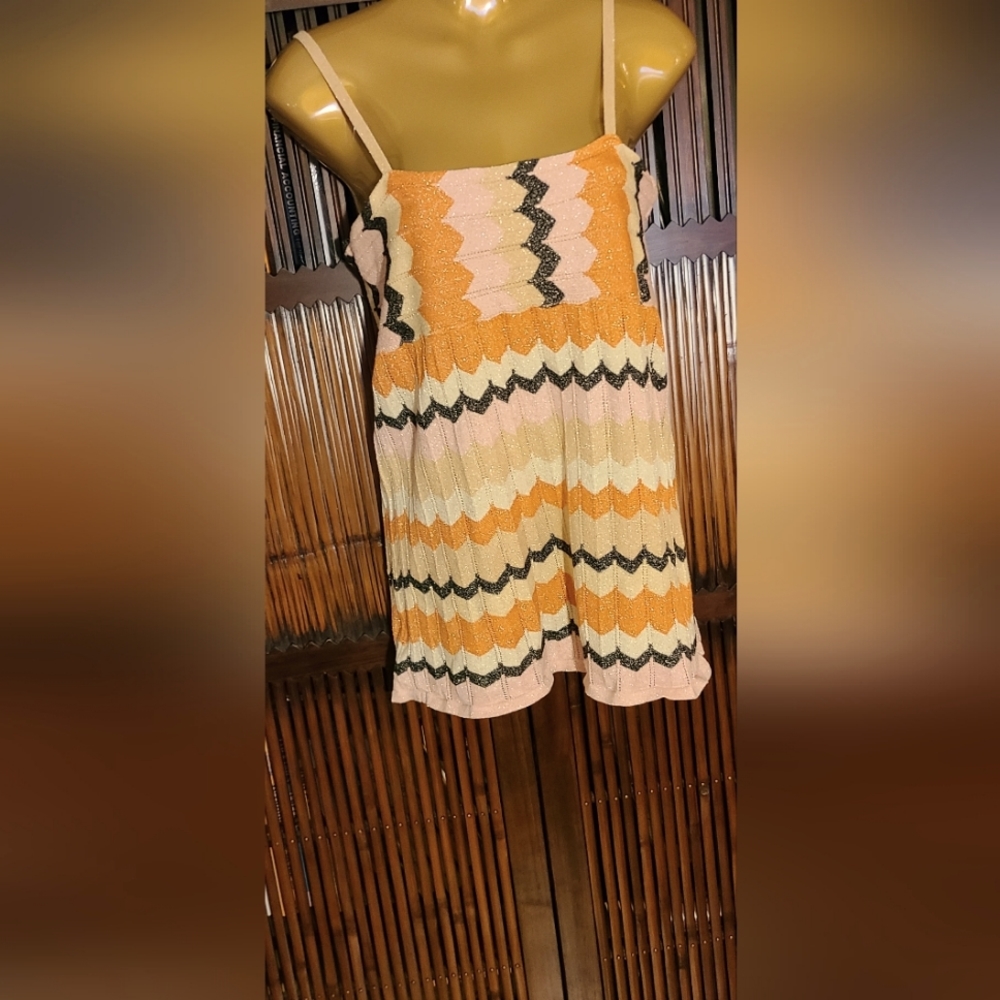 H&M metallic multicolor baby doll style top sz 8